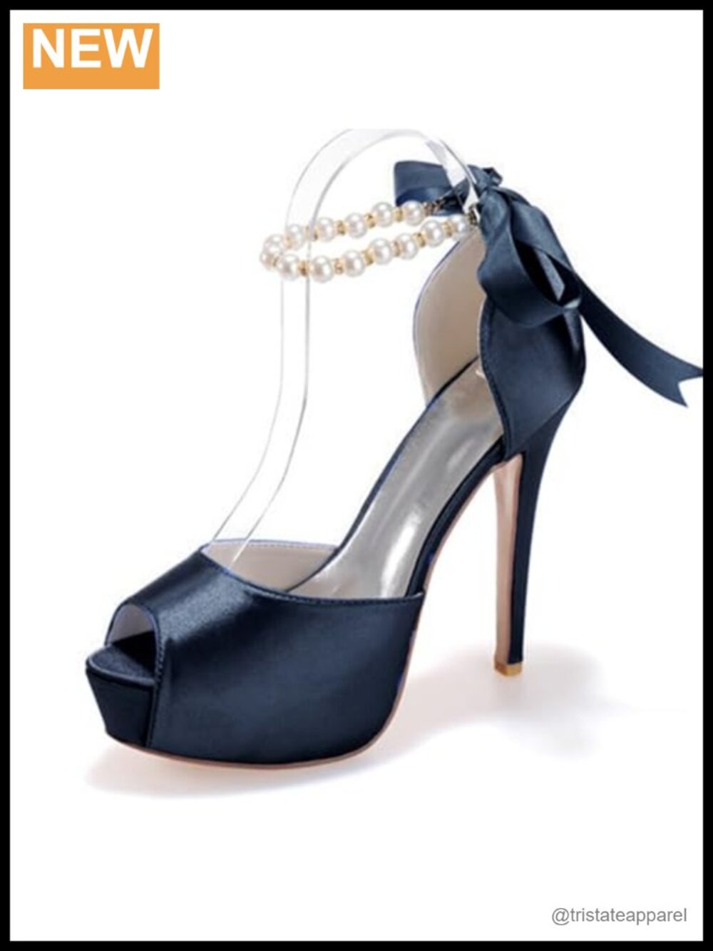 Pearl Embellished Satin Platform High Heels Open Toe Wedding Sandals